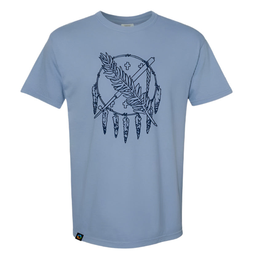 Oklahoma Flag Shield Tee Washed Denim