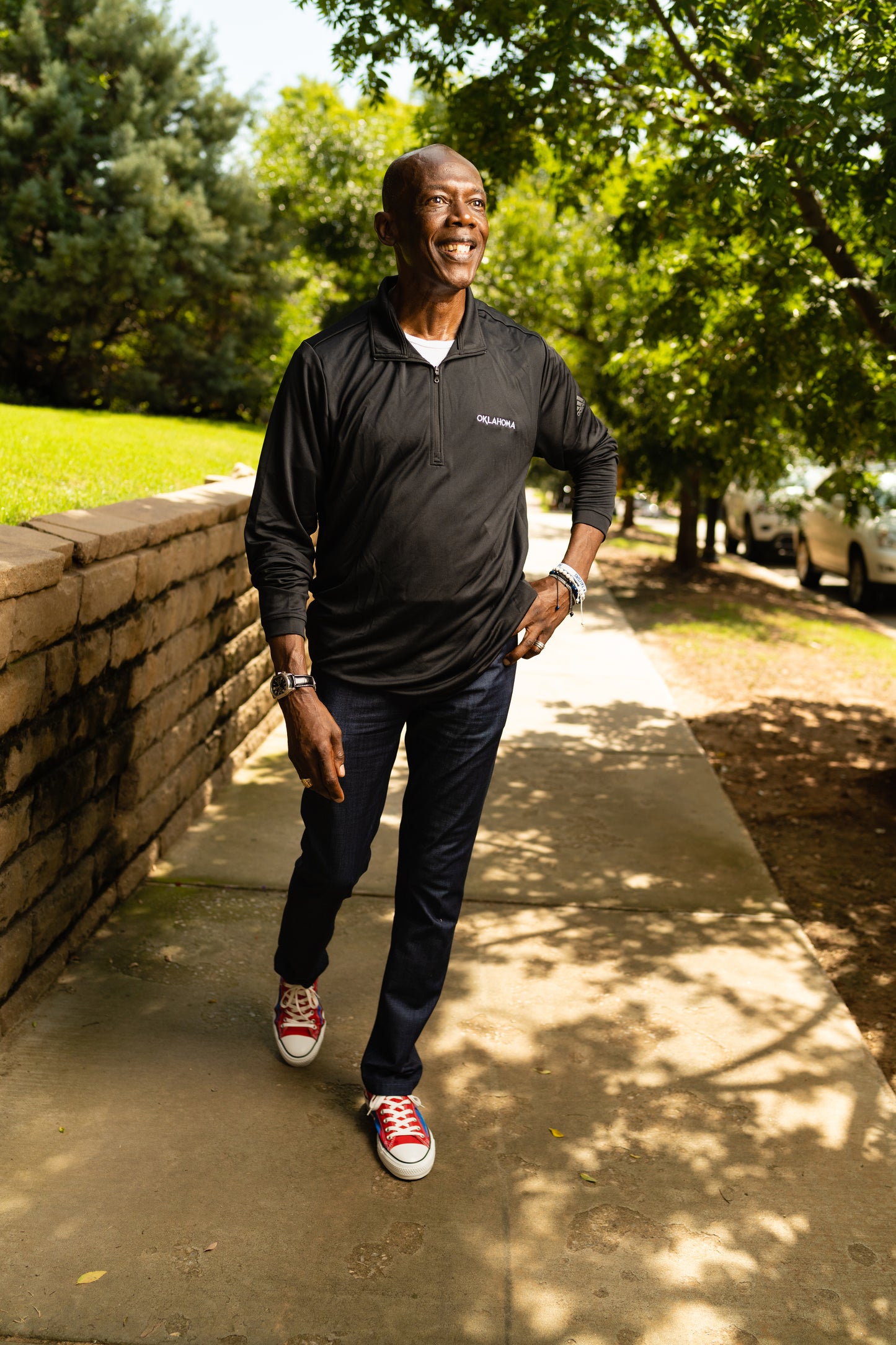 Oklahoma Wordmark Adidas Lightweight Quarter-Zip Model