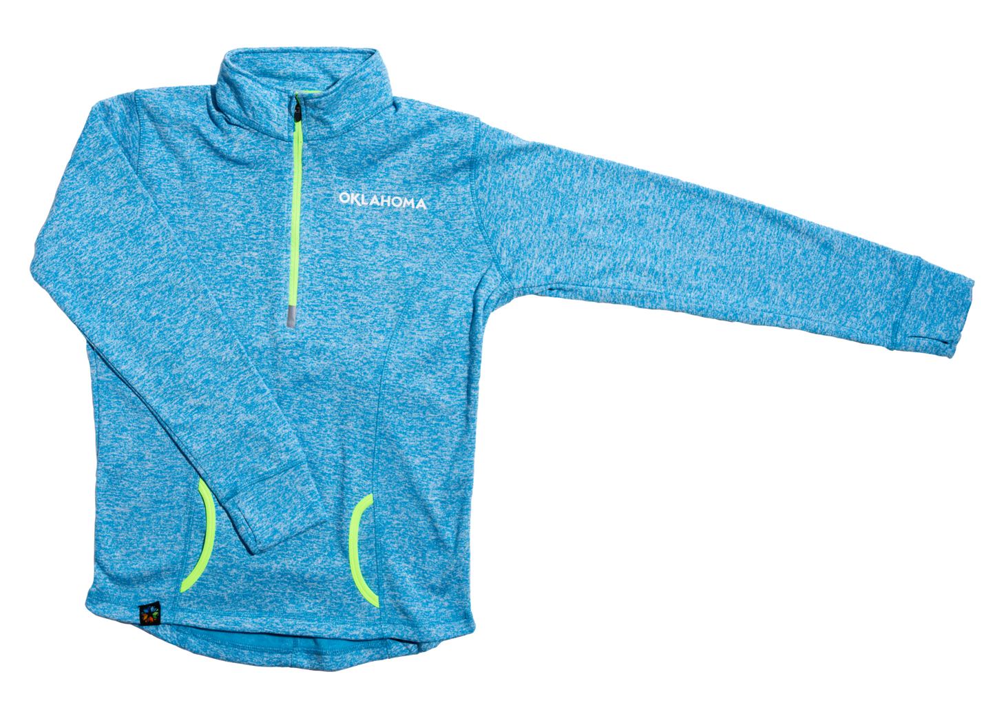 Oklahoma Wordmark Cosmic Fleece Quarter-Zip Electric Blue Side