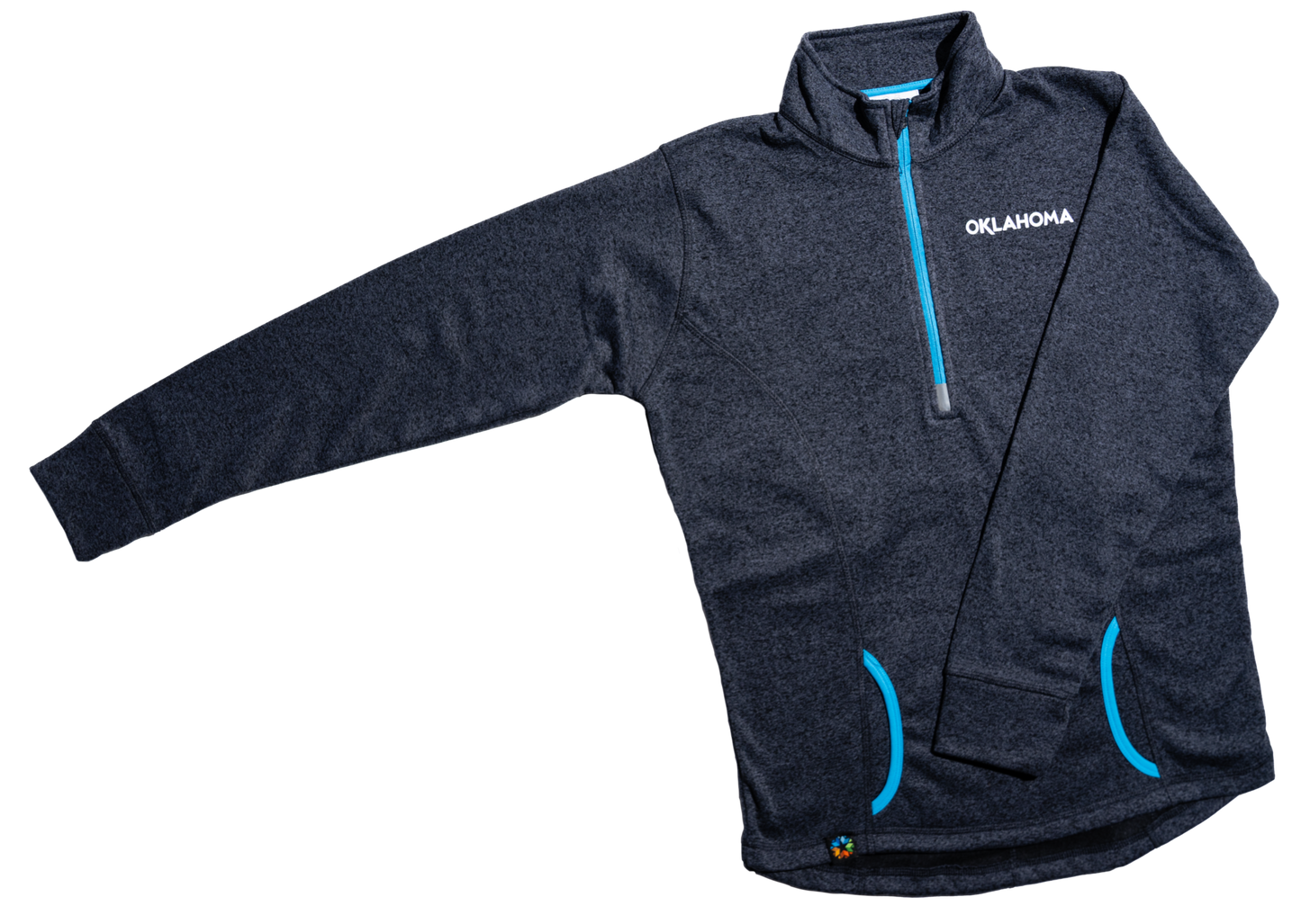 Oklahoma Wordmark Cosmic Fleece Quarter-Zip Onyx Fleck Side