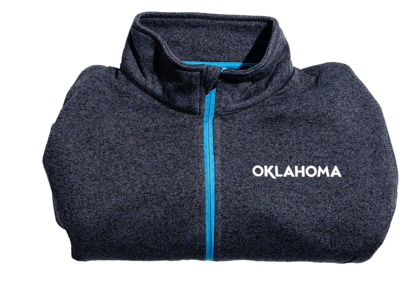 Oklahoma Wordmark Cosmic Fleece Quarter-Zip Onyx Fleck Fold