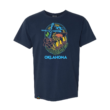 Oklahoma Symbols Design T-Shirt Navy