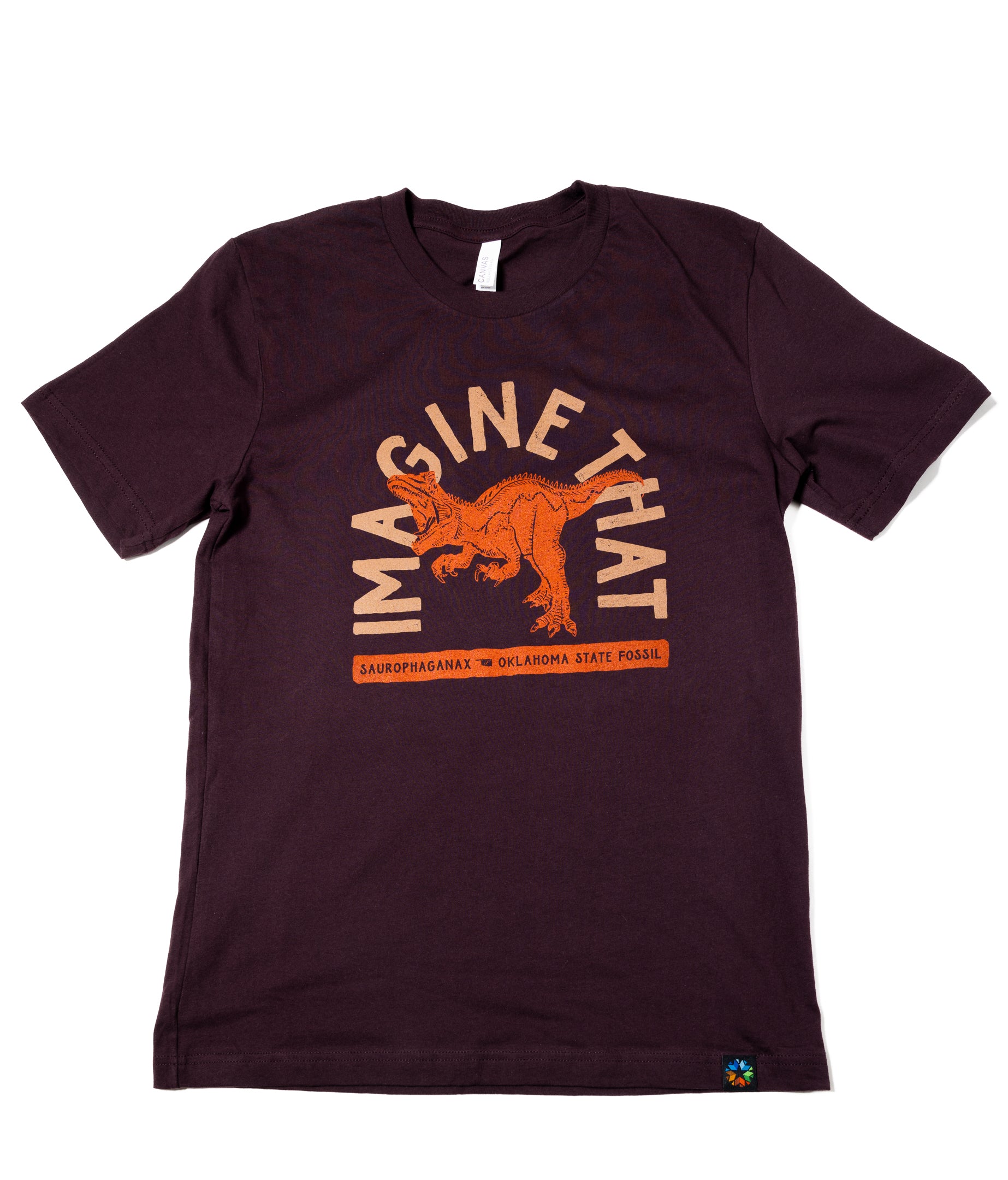 Imagine That Oklahoma Dino T-Shirt Oxblood