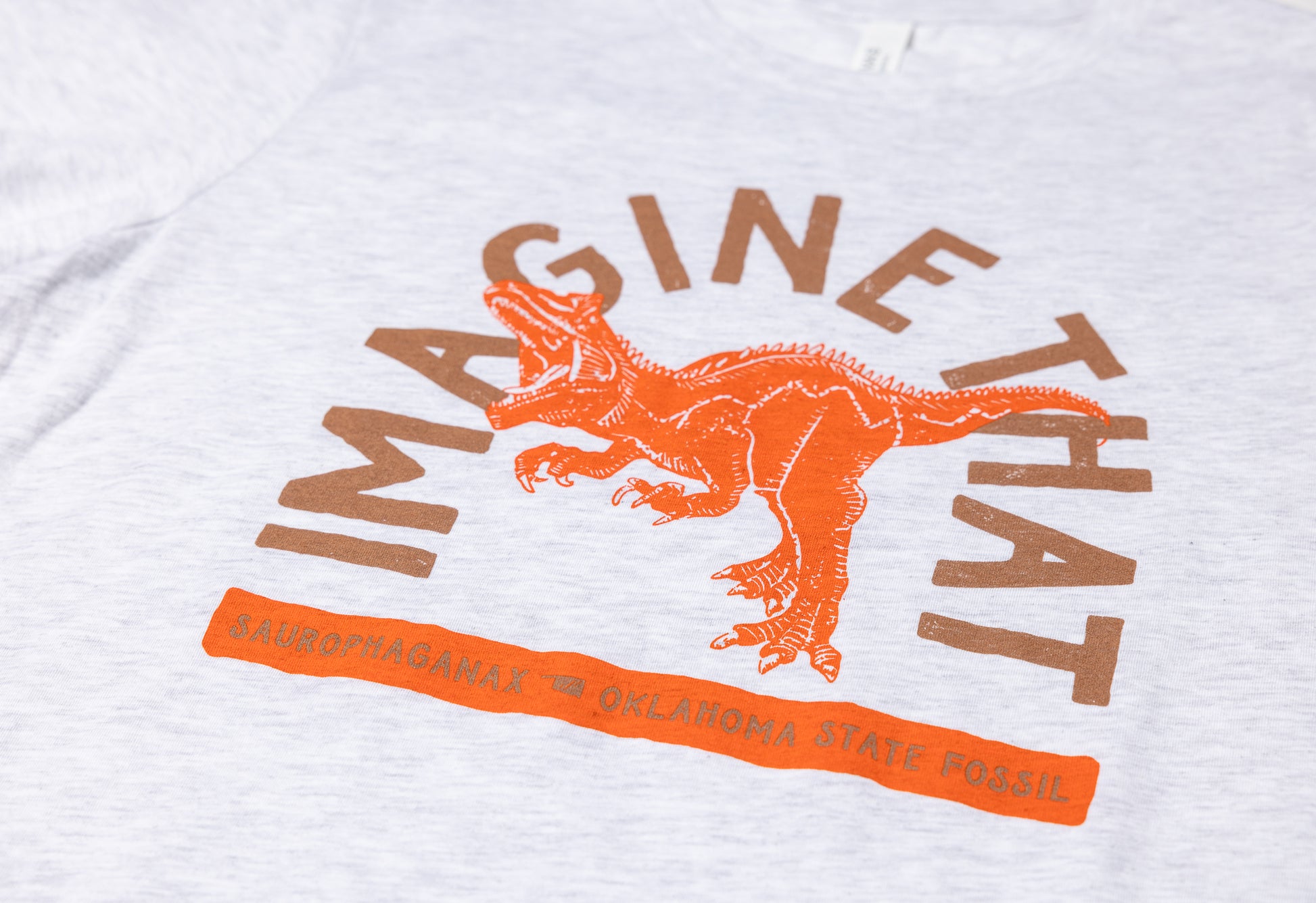 Imagine That Oklahoma Dino T-Shirt Ash Logo