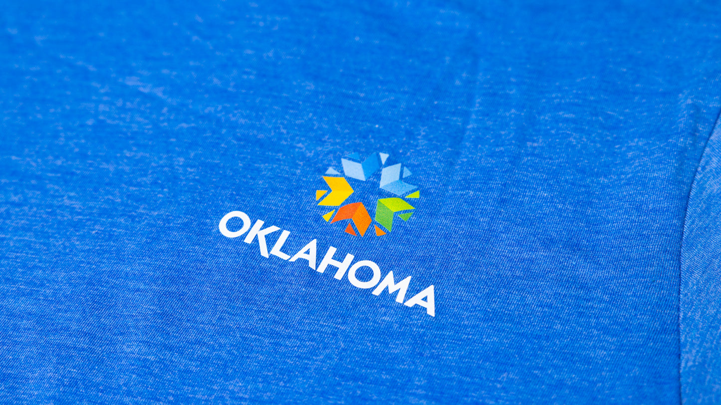 Oklahoma Wordmark Tri Blend Long Sleeve T-shirt logo