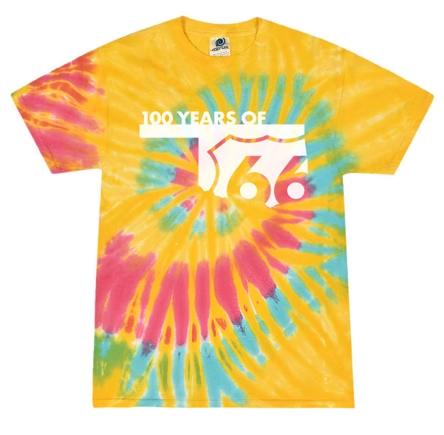 Tie Dyed Route 66 Centennial Tee Aurora
