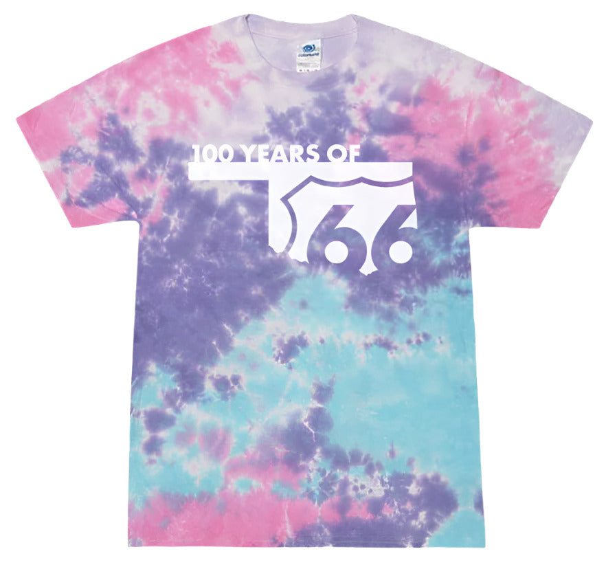 Tie Dyed Route 66 Centennial Tee Cotton Candy