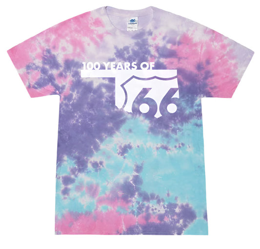 Tie Dyed Route 66 Centennial Tee Cotton Candy