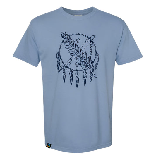 Oklahoma Flag Shield Tee Washed Denim