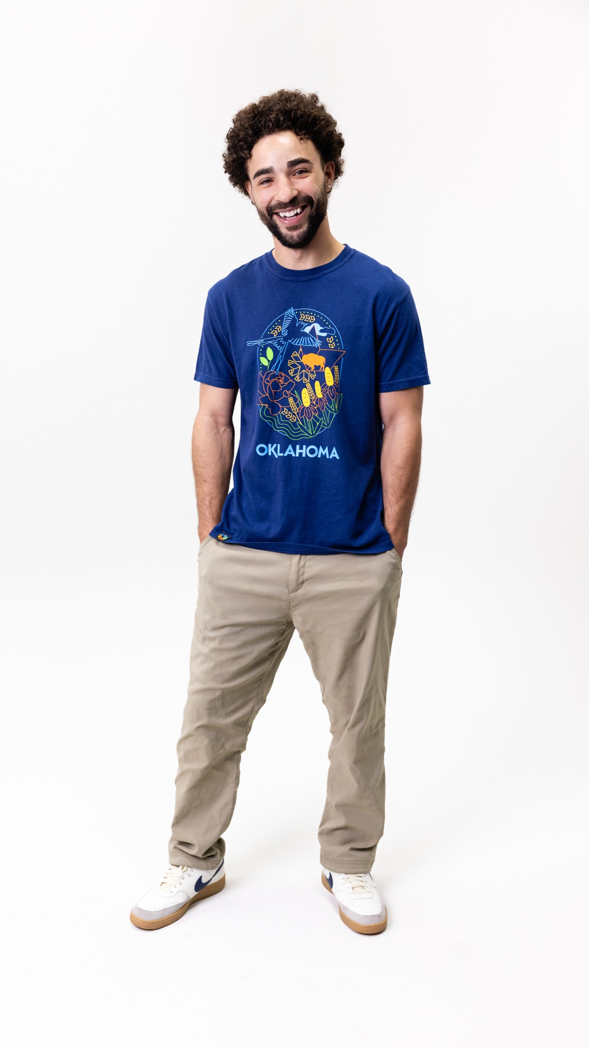 Oklahoma Symbols Design T-Shirt Navy