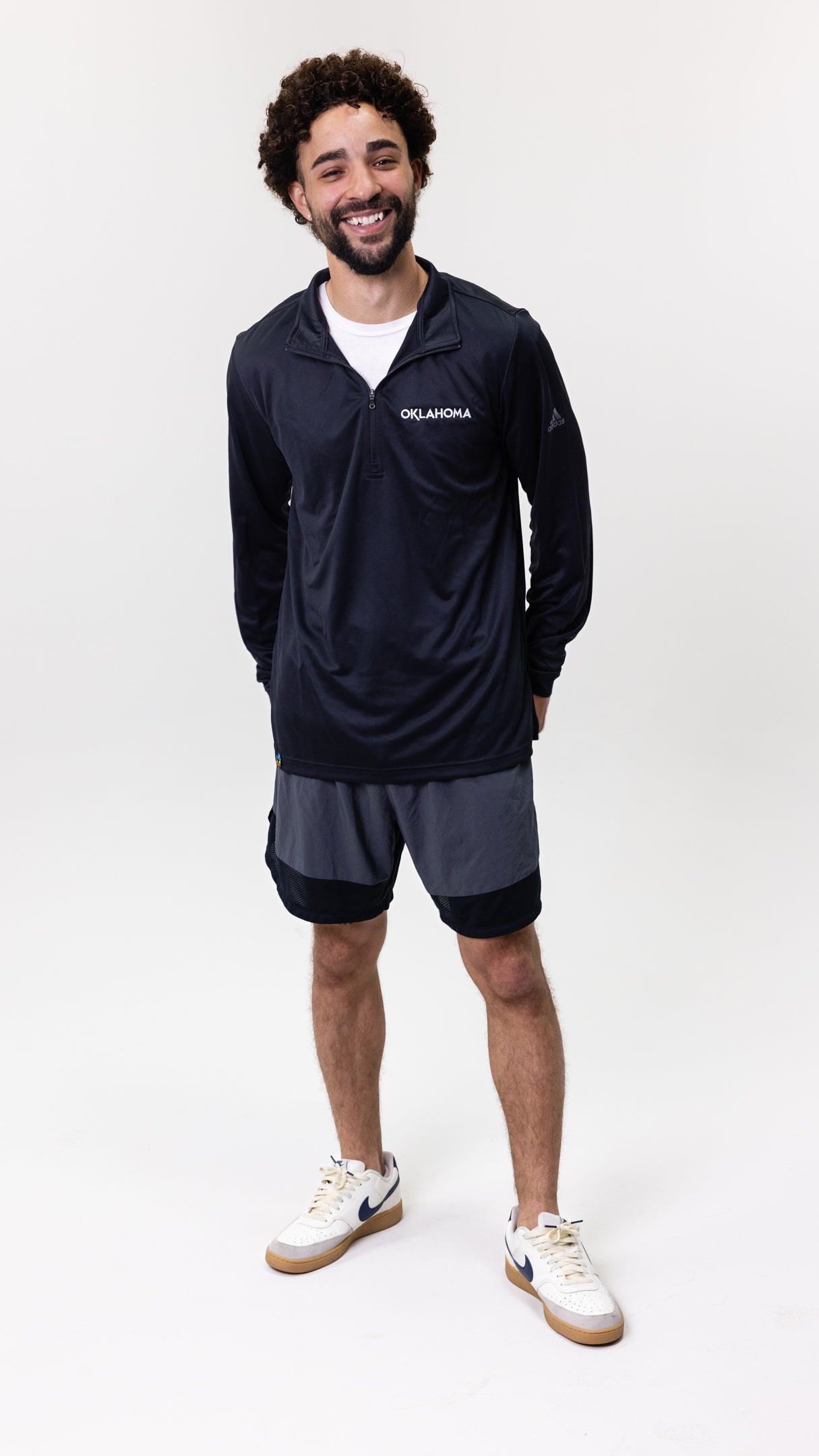 Oklahoma Wordmark Adidas Lightweight Quarter-Zip Black