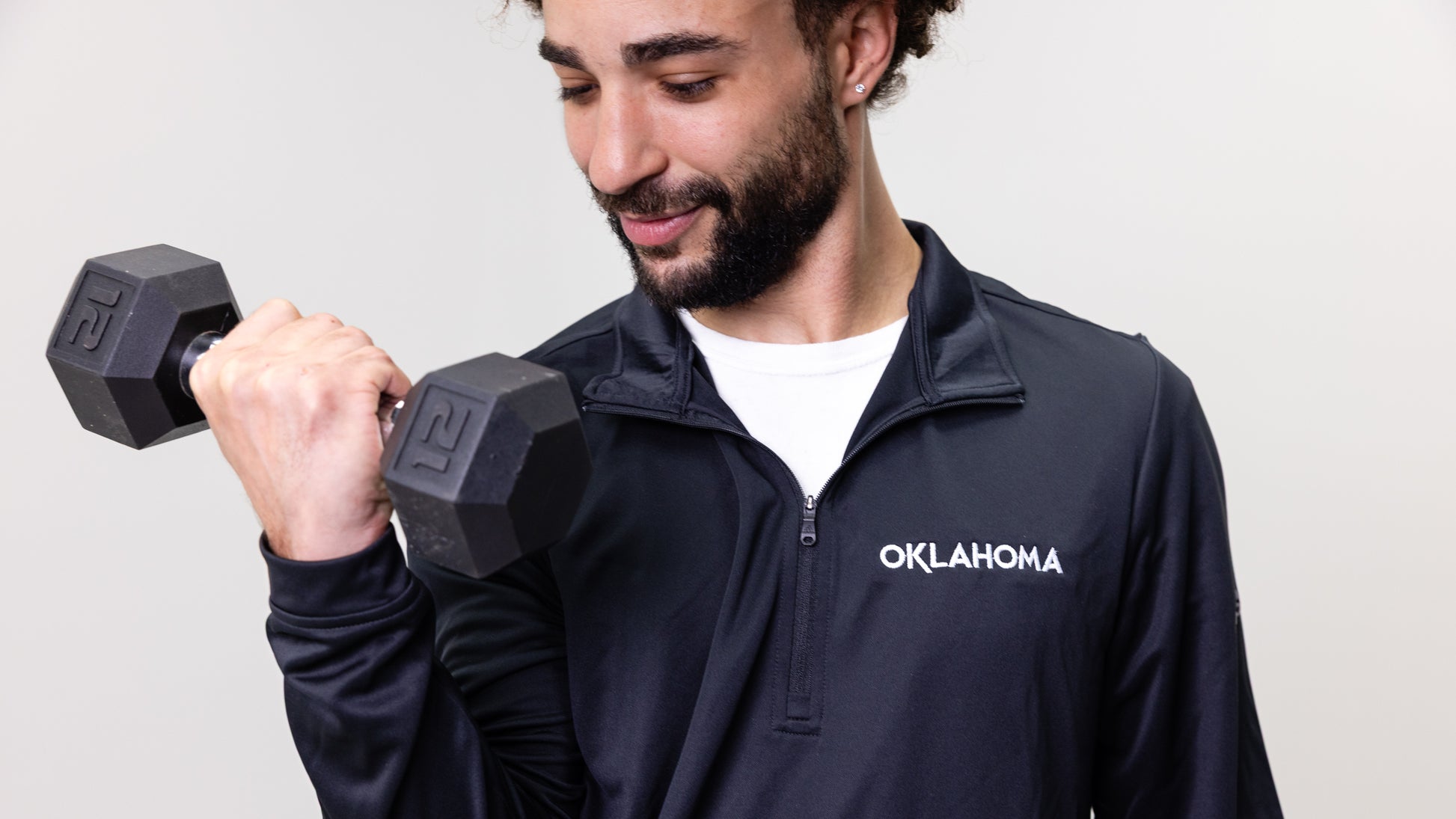 Oklahoma Wordmark Adidas Lightweight Quarter-Zip Black