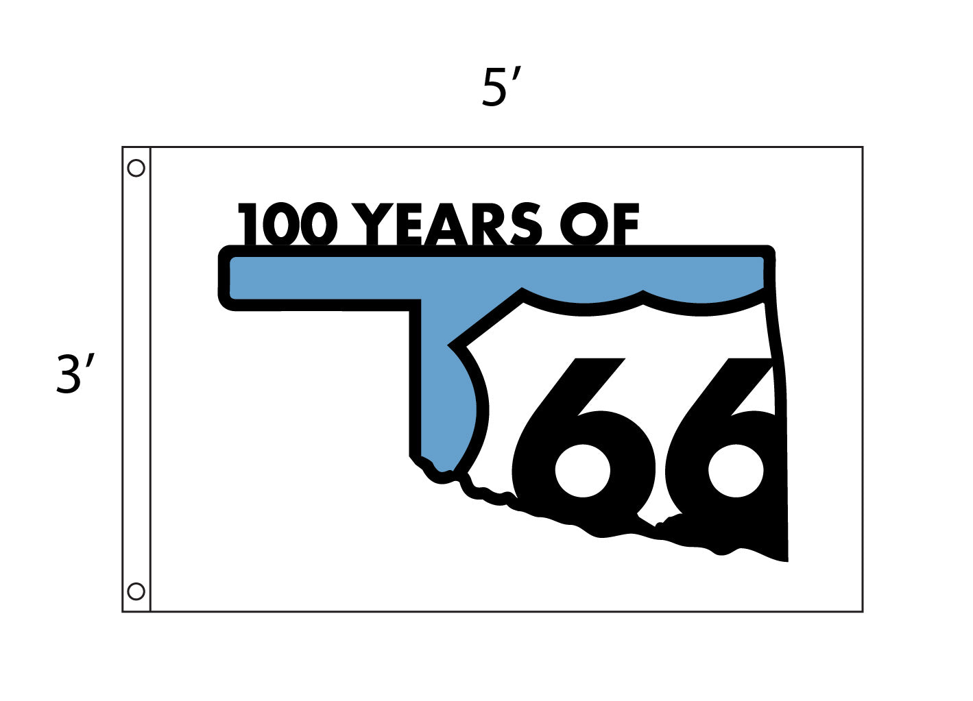 Official Oklahoma Route 66 Centennial Flag – 3'x5'