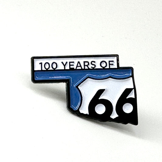 Official Oklahoma Route 66 Centennial Lapel Pin – 1"