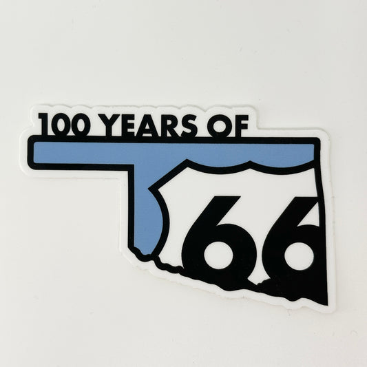 Official Oklahoma Route 66 Centennial Sticker - 4"