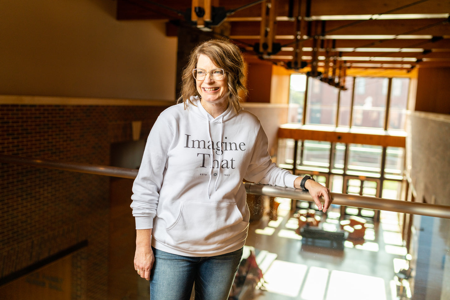 "Imagine That" Oklahoma Est. Fleece Hoodie Model