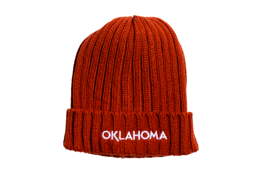 Oklahoma Wordmark Sustainable Cable Knit Beanie