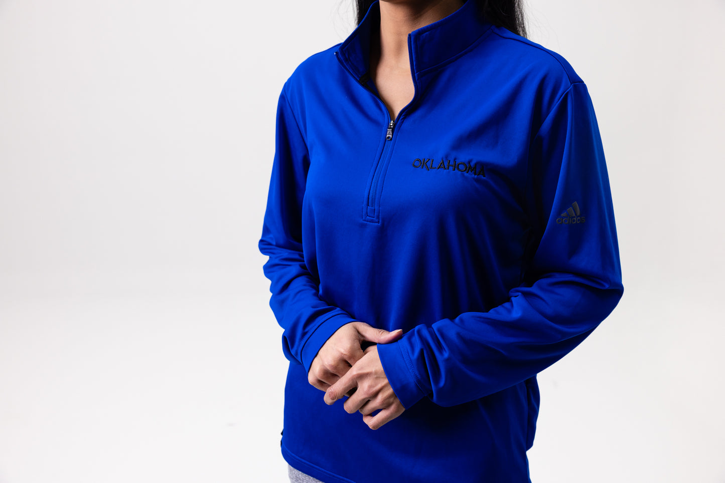 Oklahoma Wordmark Adidas Lightweight Quarter-Zip Black