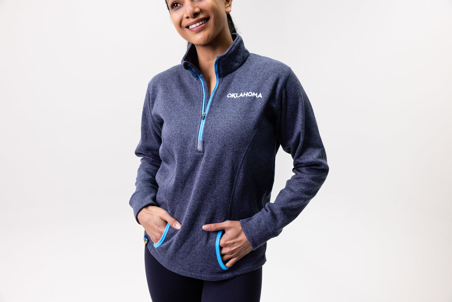 Oklahoma Wordmark Cosmic Fleece Quarter-Zip Onyx Fleck