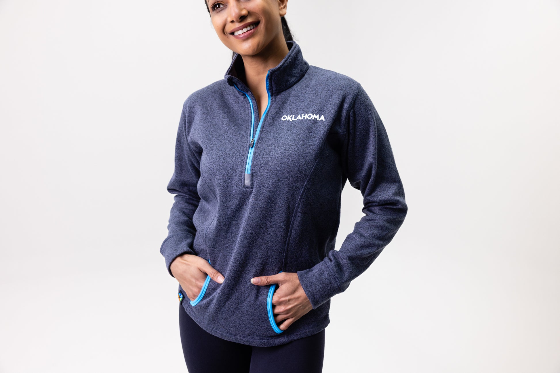Oklahoma Wordmark Cosmic Fleece Quarter-Zip Onyx Fleck
