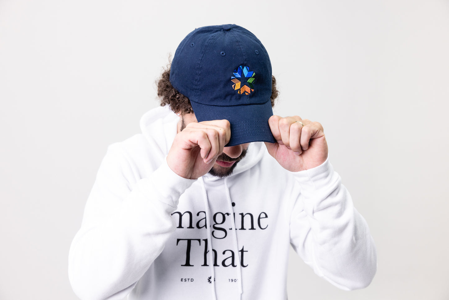 White and Navy Oklahoma State Logo Dad Hat