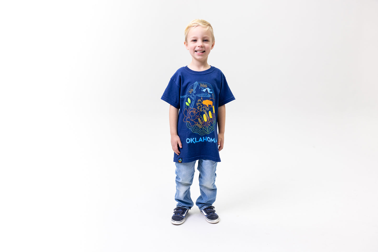 Oklahoma Symbols Design T-Shirt Navy